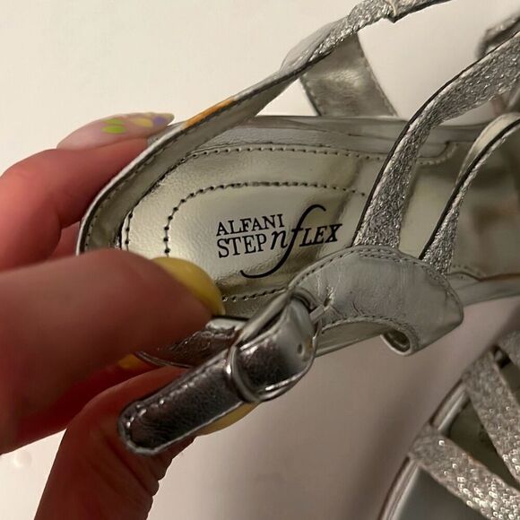 Alfani Alisa Silver Sparkly Strappy Heel Sandals Size 7.5M - Picture 10 of 12